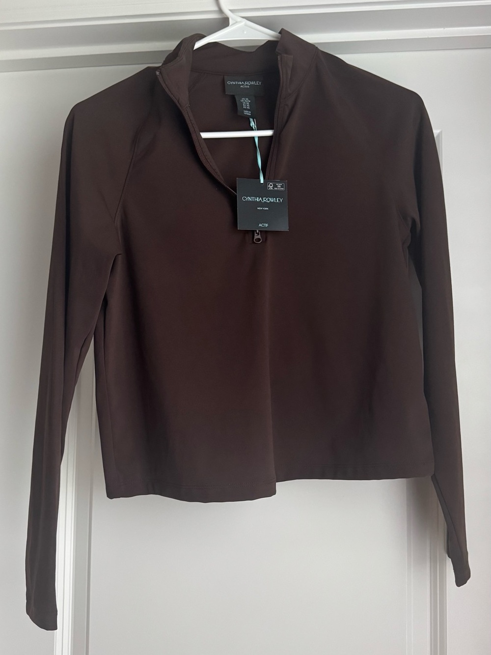 Cynthia Rowley Women's Brown Quarter-Zip Active Top